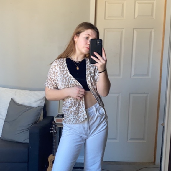 Leopard print short sleeve cardigan - Picture 2 of 8